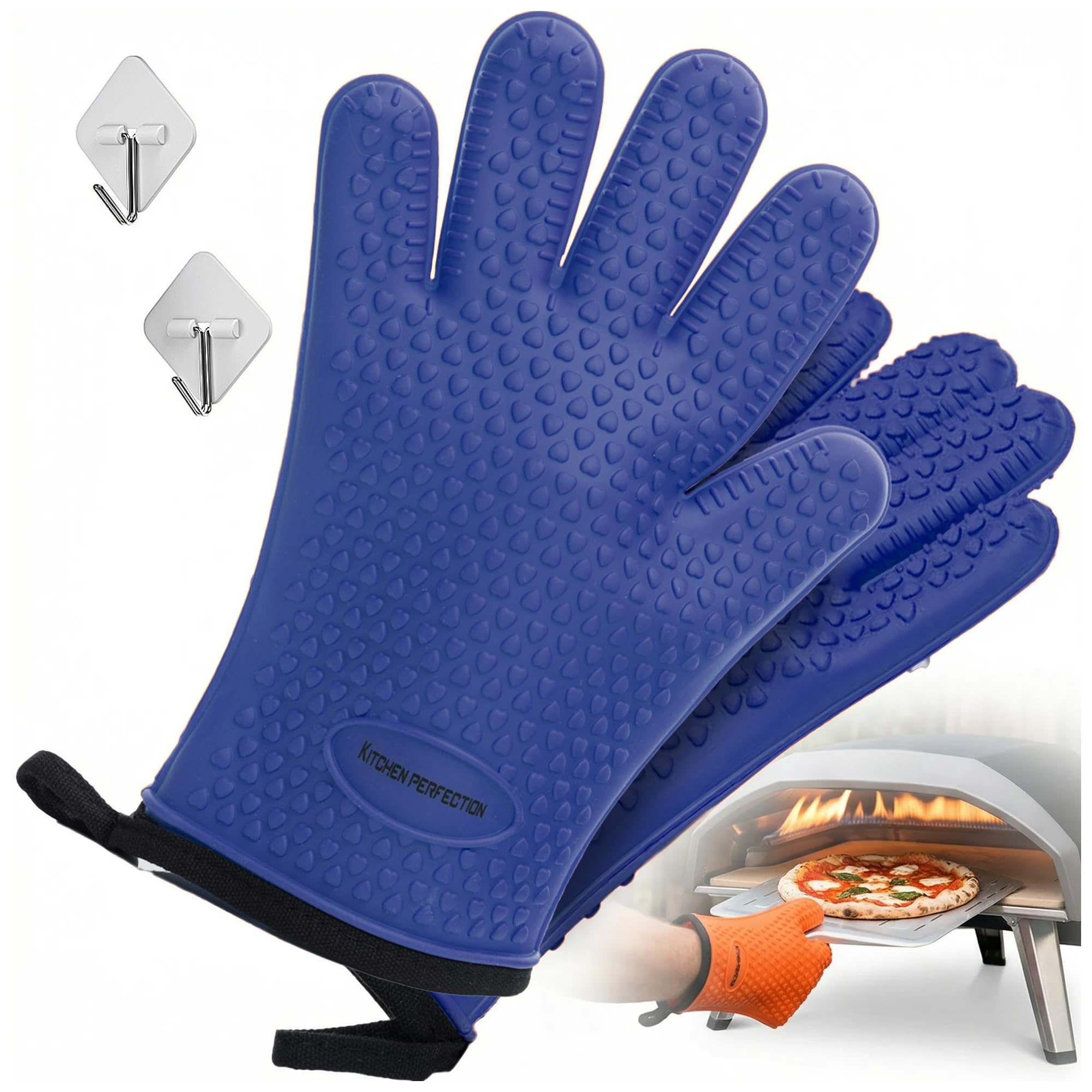 KITCHEN PERFECTION XL Silicone Pizza Oven Gloves Heat Resistant Oven Mitts