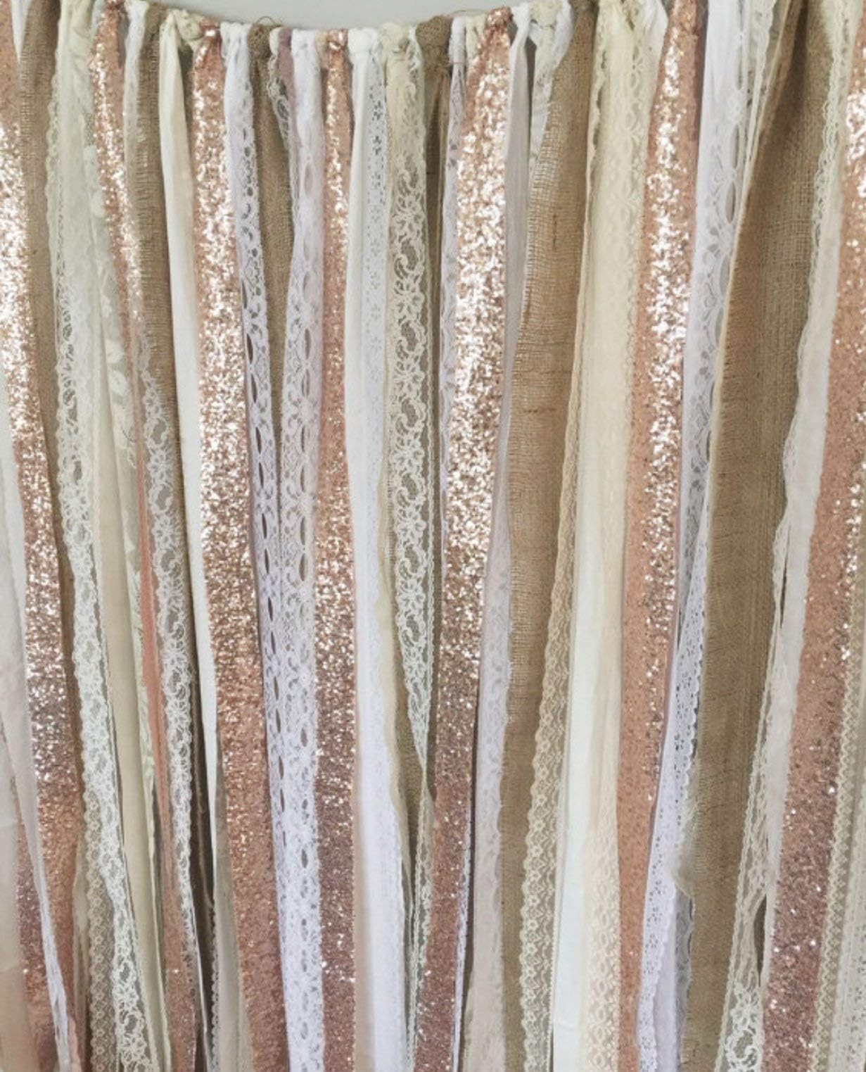 Rose Gold Sequin Garland Backdrop. 5x6 - Rustic Chic Wedding, Curtain, Baby Shower, Party Decorations