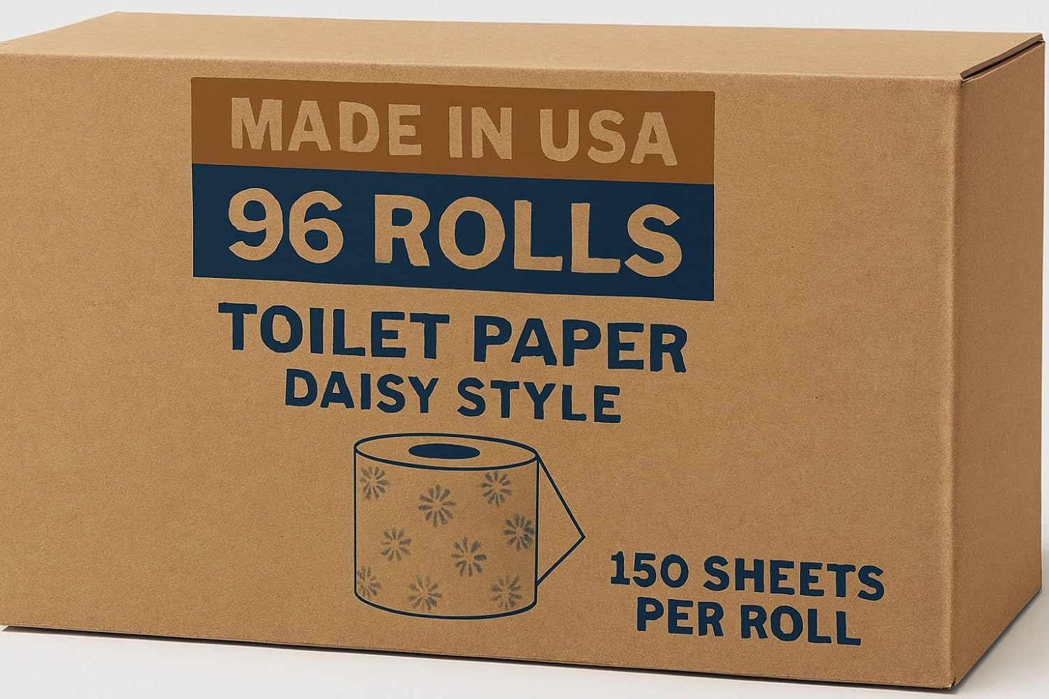 Made in USA Toilet Paper, Daisy Style, 96 Rolls, 150 Sheets Per Roll, Bulk Pack