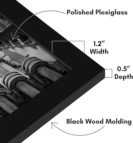 Vista 182 de Americanflat - Marco para póster de 71 x 74 cm con plexiglás pulido, portarretratos negro de madera industrializada, Epic Collection, marco ancho