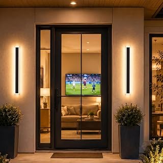 23.6" Outdoor Wall Lights, 2-Pack Remote Dimmable Sconces