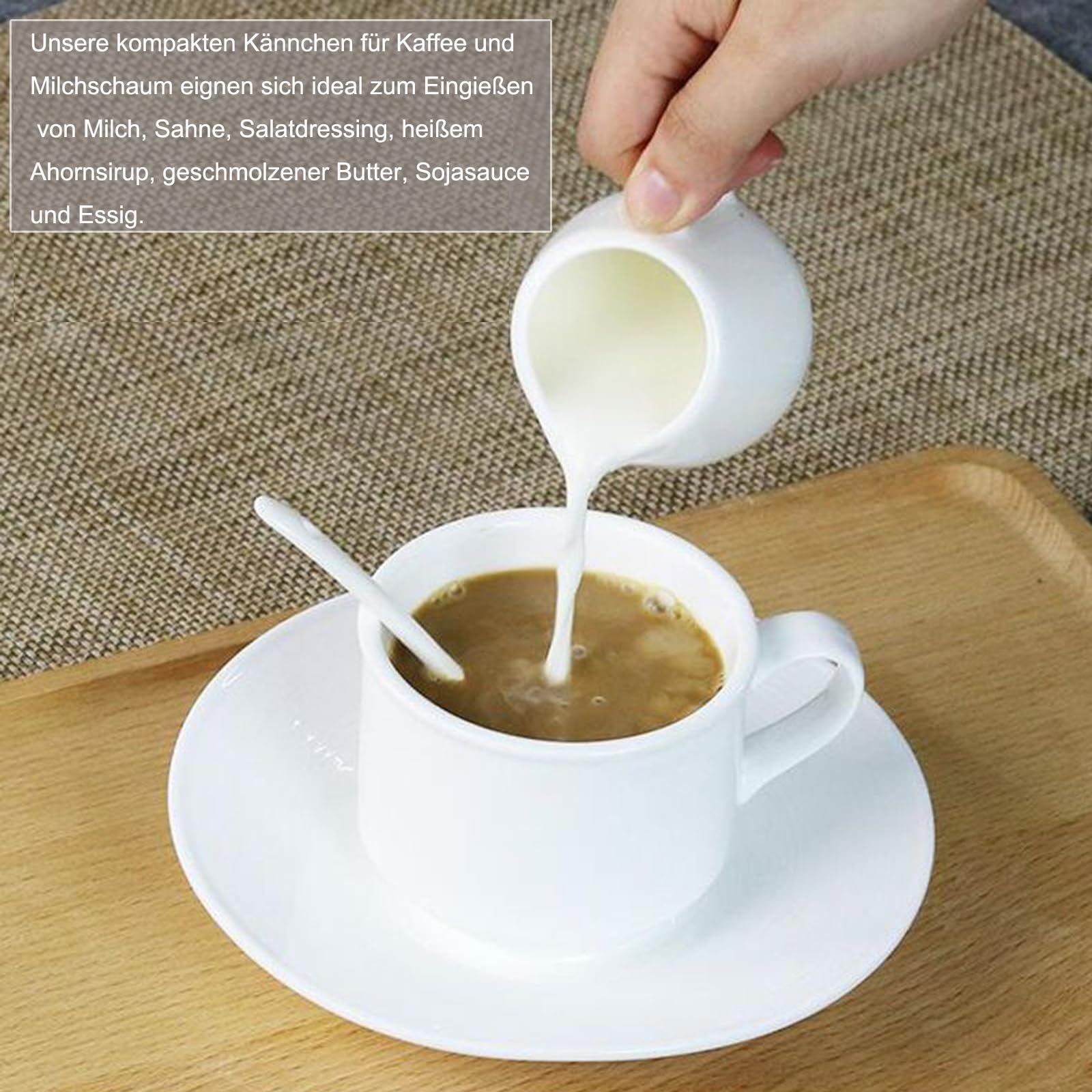 6 eleganti brocca in schiuma di latte in ceramica con manico, capacità 130 ml, beccuccio antigoccia, perfetto per la creazione di caffè in ceramica
