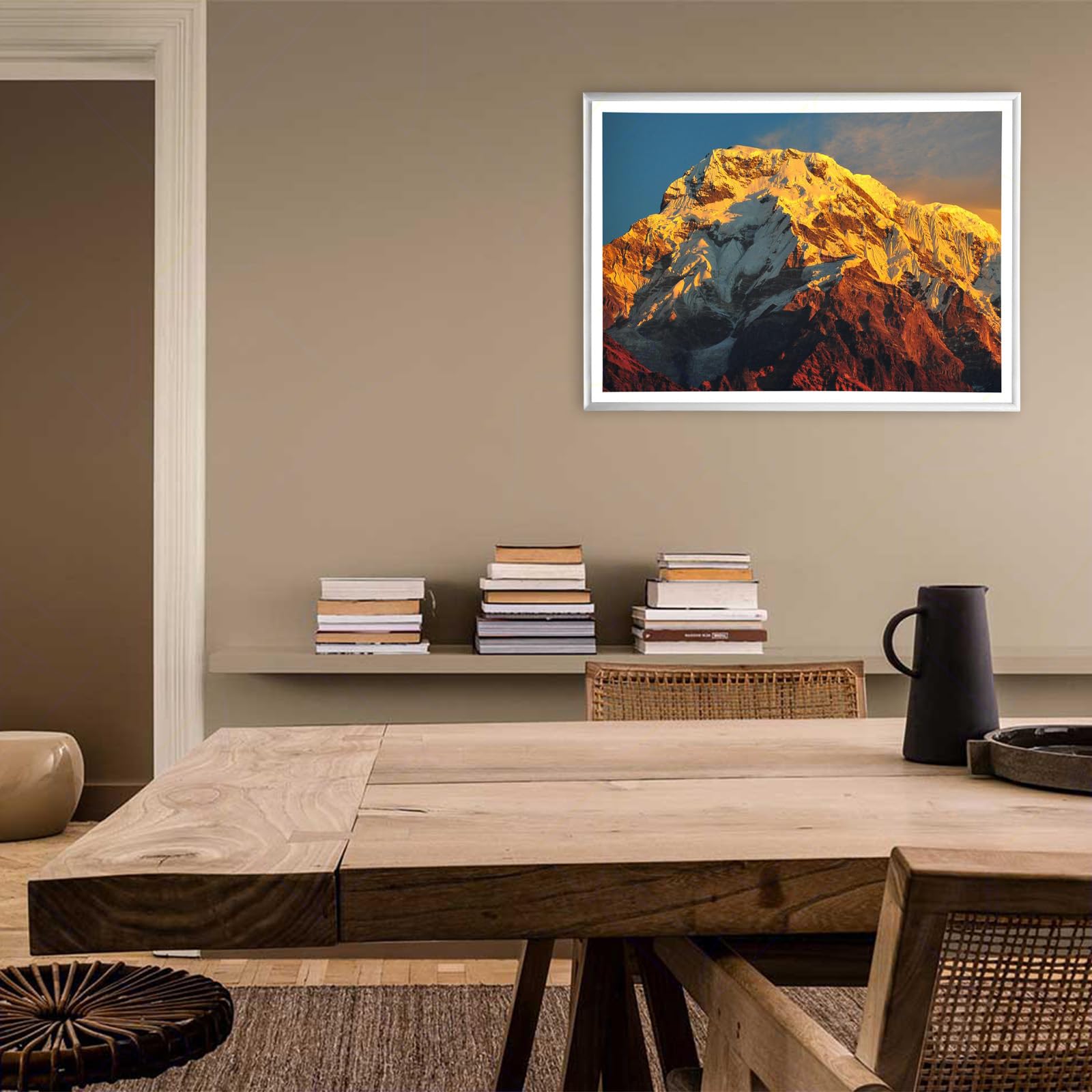 Sicignano Cadre bombé moderne 70 x 100 cm en bois noir avec panneau MDF robuste verre Crilex – Cadre photo mural horizontal vertical pour photos tableaux affiches documents diplômés