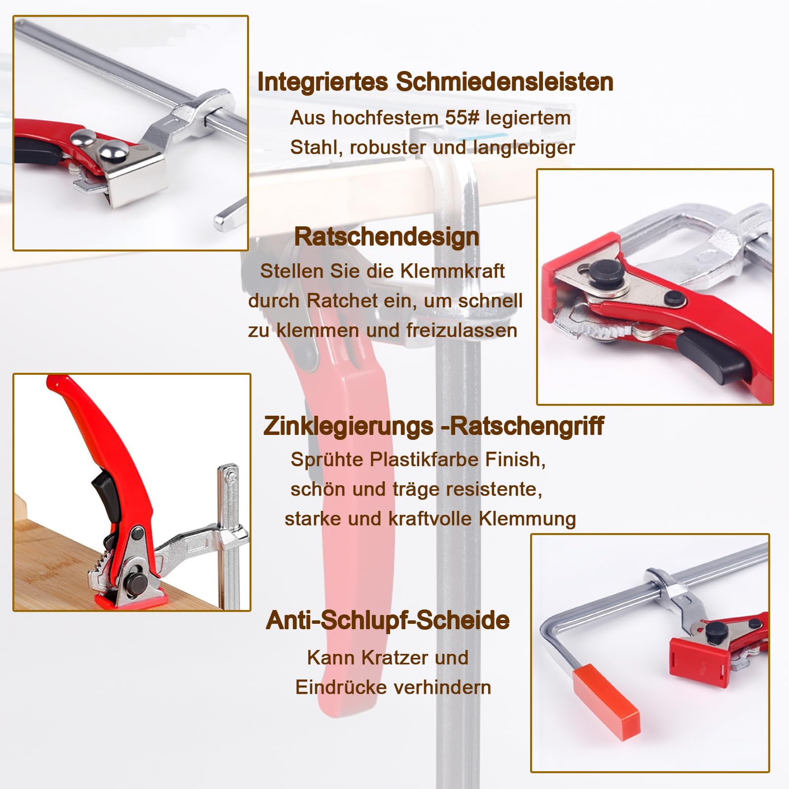 Lot de 2 Joint Rapide pour Rail de Guidage, Serre Joint Menuisier, Pince de Table à Cliquet, Pince de Serrage à Dégagement Rapide avec Capacité de 160mm et Profondeur de Gorge de 60mm