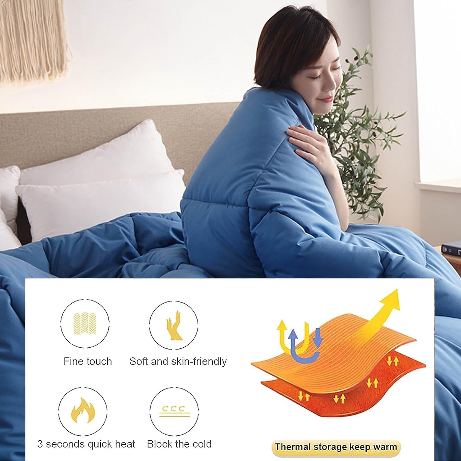 All Season Reversible Comforter,Luxurious Goose Down Comforter, All Season Feather Down Duvet Insert Noiseless Duvet Insert Warm Down Feathers Comforter 71x86in 2kg