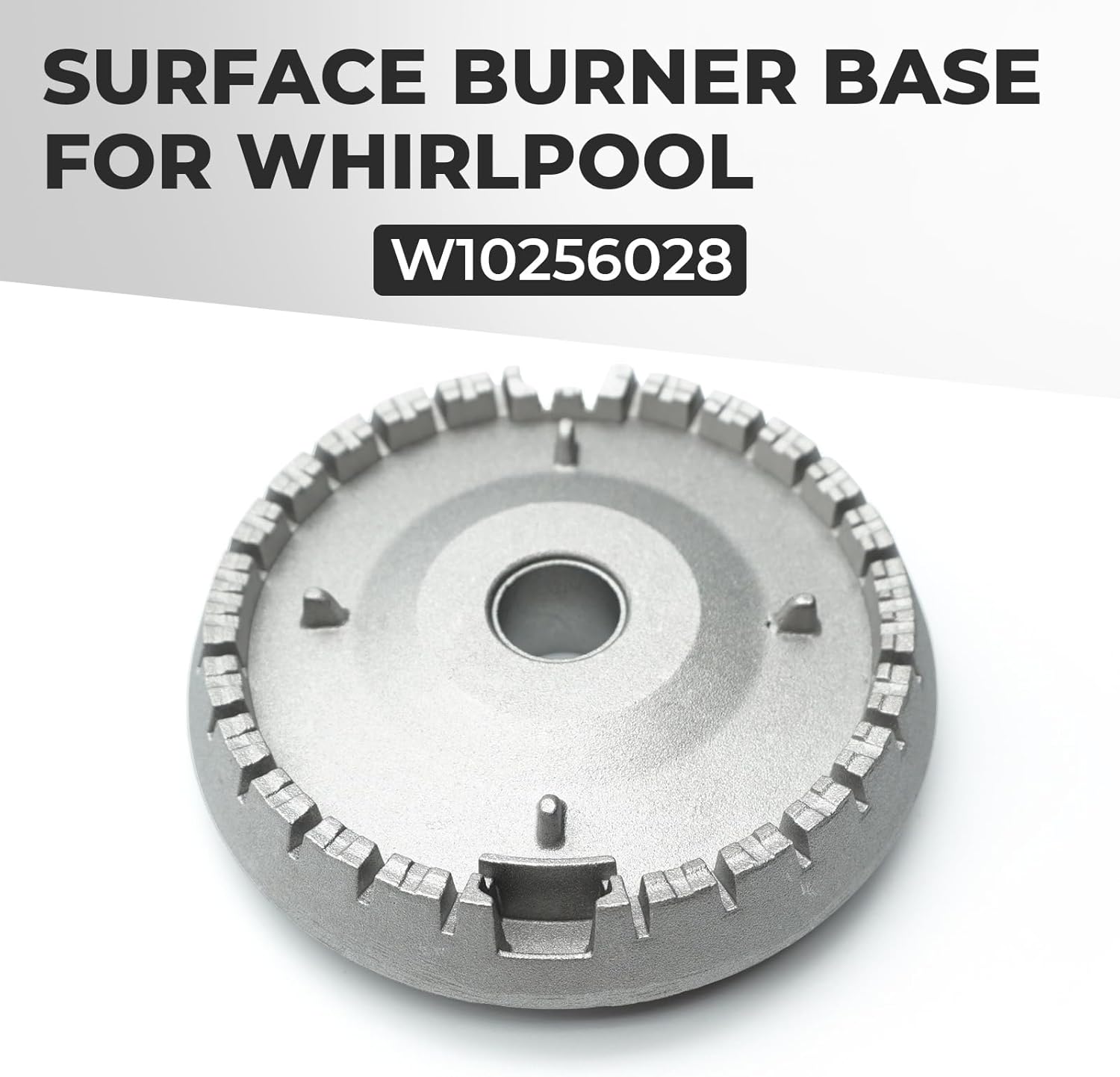 Surface Burner Base for Whirlpool, W10256028 Gas Range Surface Burner Base Head Chrome, WPW10256028