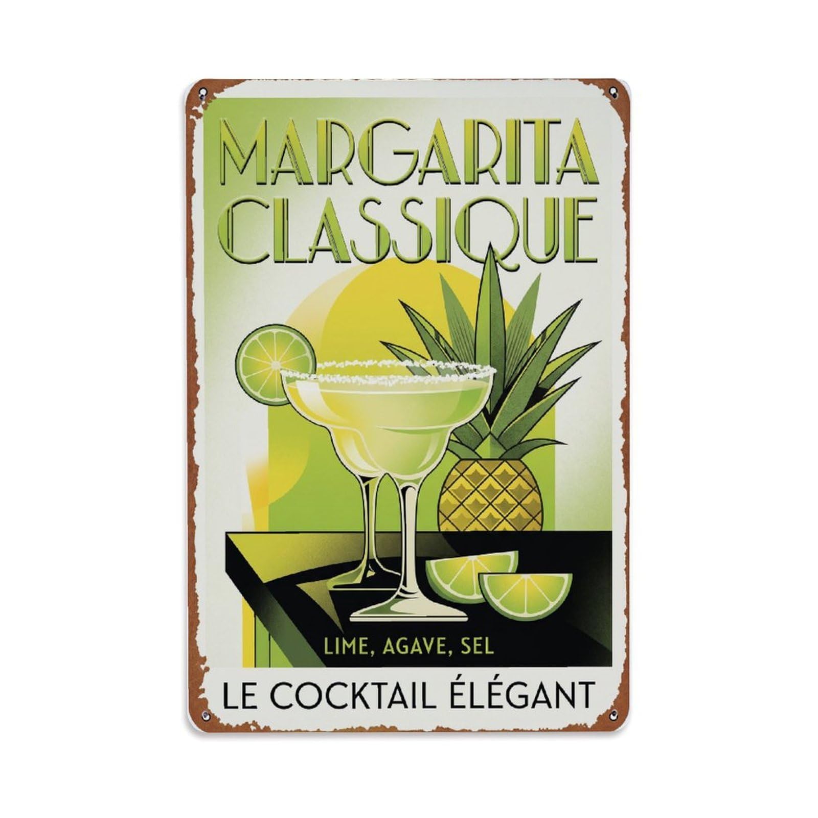 Margarita Tropical Drink Recipe Metal Tin Sign Plaque Wall Decor for Cafe, Club Bar, Office, Home Garden Metal Poster 8x12Inch