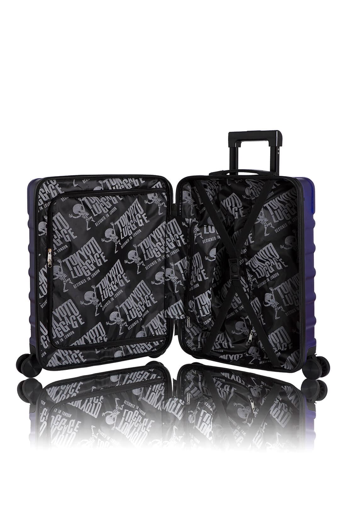 Bagaż kabinowy 55 x 38 x 20 cm walizka 50 cm w Ryanair Easyjet lekka twarda obudowa na 4 koła dzieci mały rozmiar ładowarka powerbank przygotowana niebieska od TOKYOTO Luggage (wózek i ładowarka)