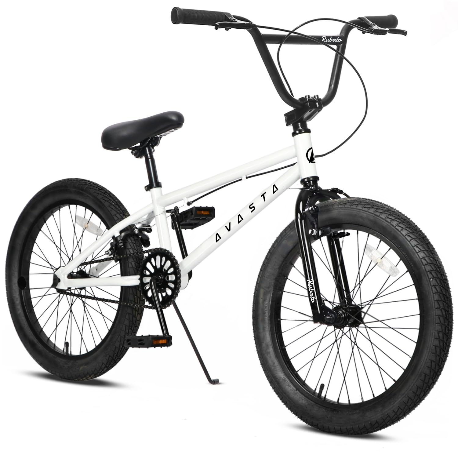 AVASTA Bicicleta BMX de 18 Pulgadas para niños de Estilo Libre para 5 6 7 8 años de Edad para niños niñas y Adolescentes Principiantes, Color Blanco