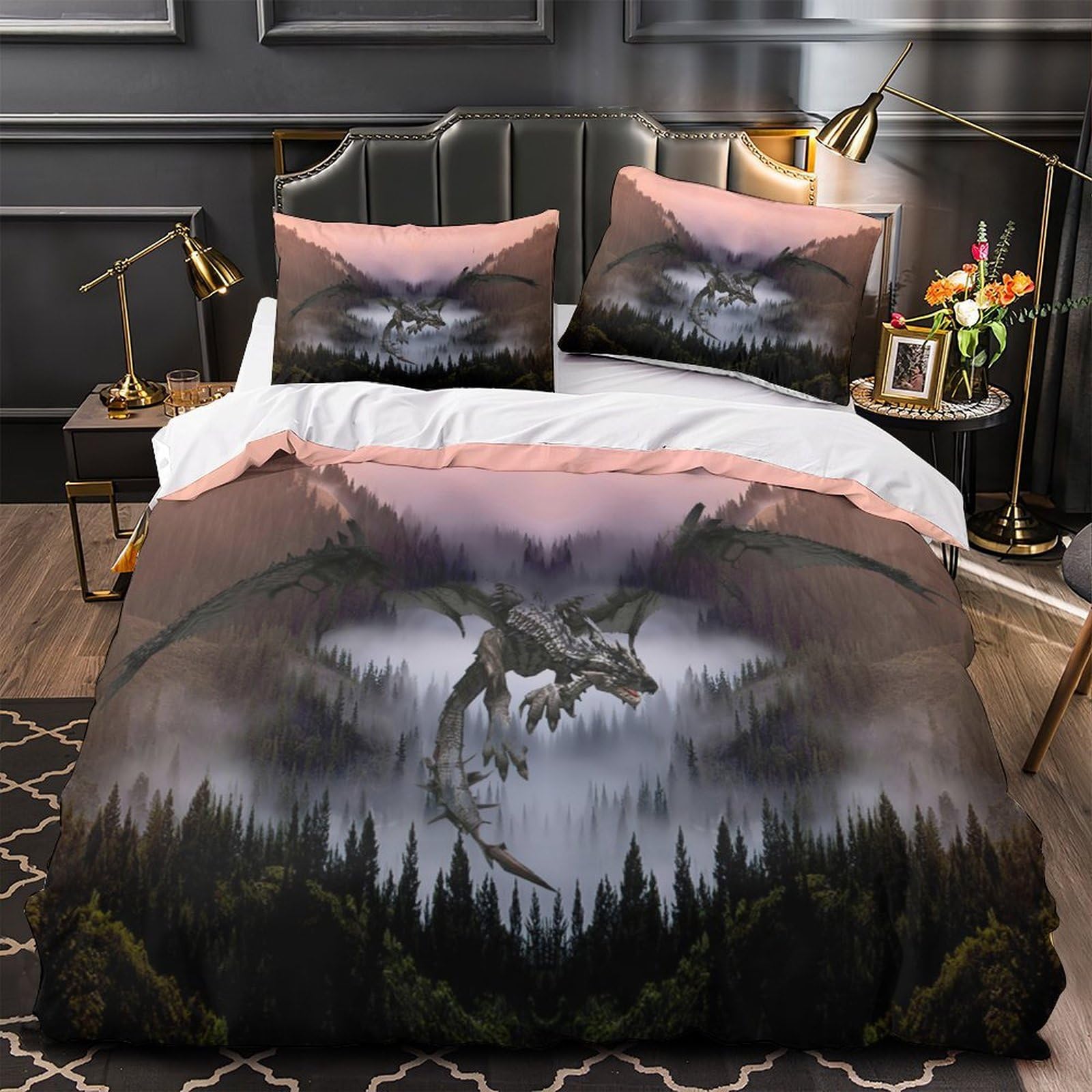 Housse de couette dragon fantastique hypoallergénique et respirante