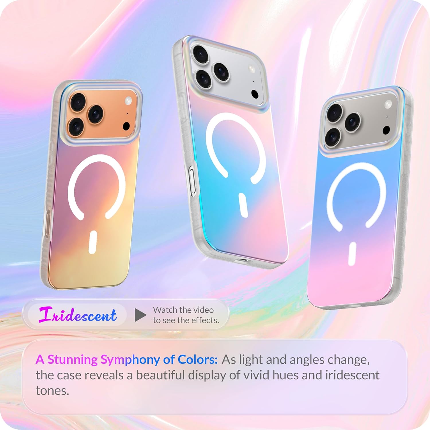 LONLI Hue for iPhone 17 Pro Case – Dynamic PrismGlow Color-Shift Iridescent Phone Cover, Slim Shock-Absorbing, Compatible with MagSafe & Magnetic Wireless Charging - Image 2