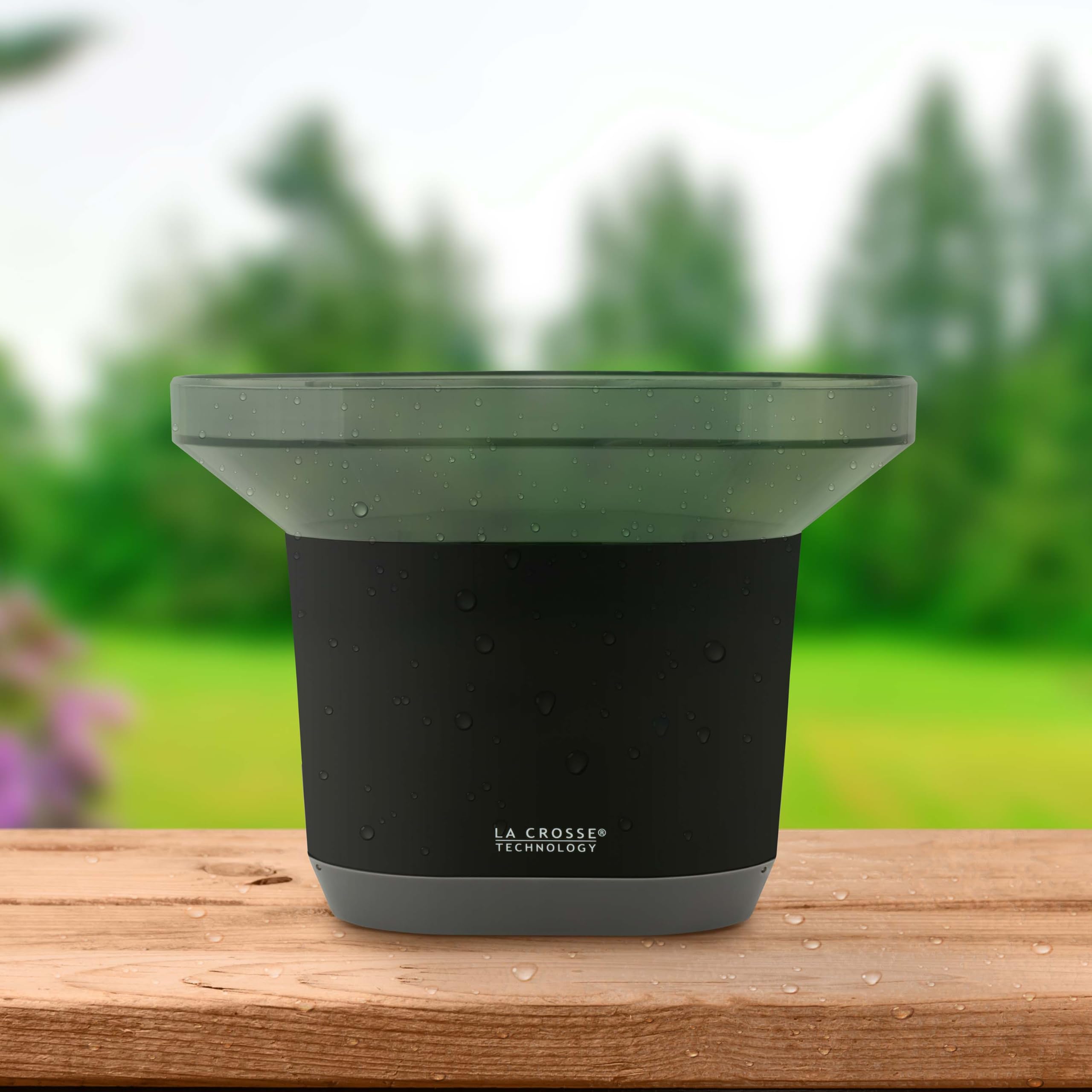 La Crosse Technology Pluviometro digitale wireless con temperatura interna, nero, 9 cm L x 3 cm W x 8,5 cm H