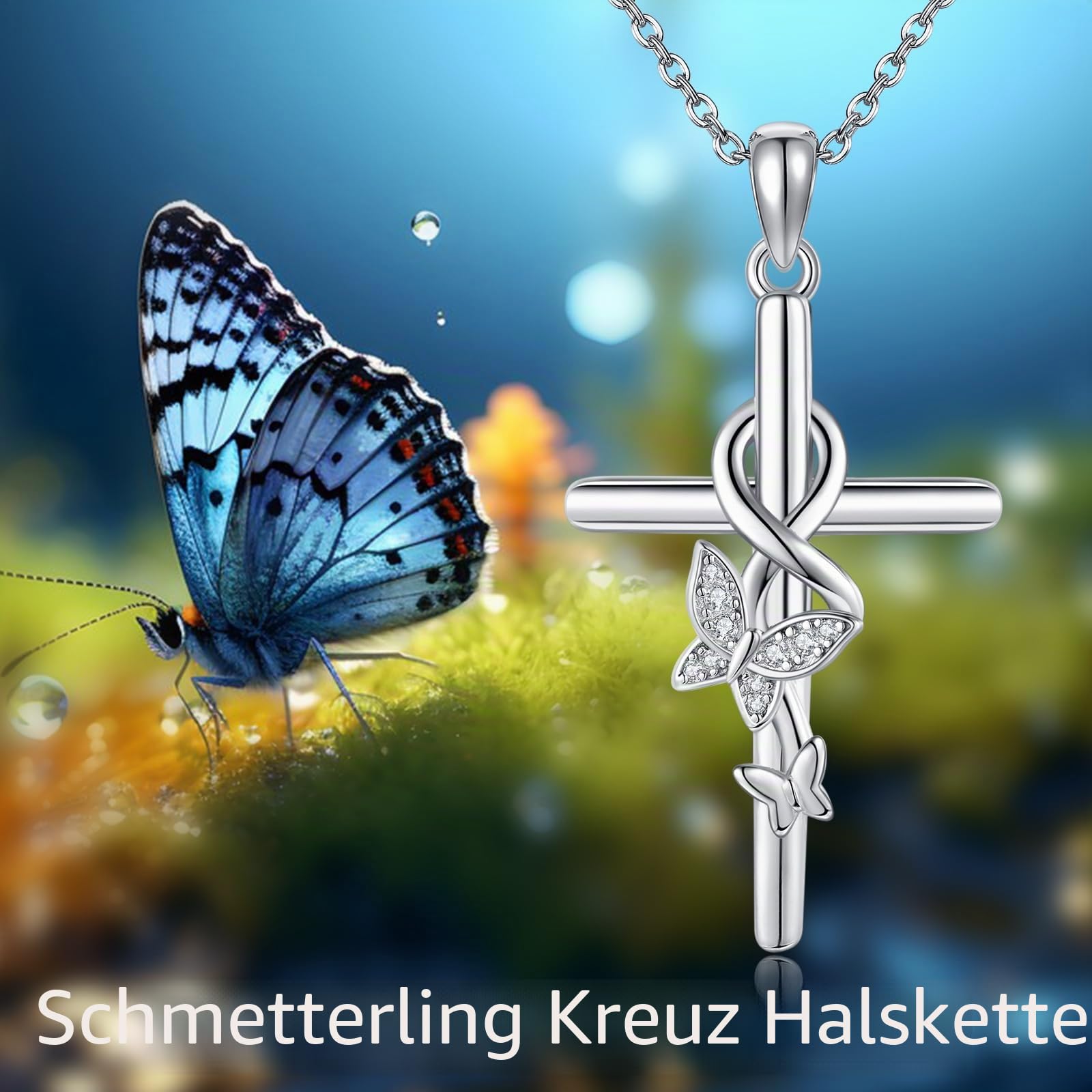 POPLYKE Kreuz Halskette für Frauen Sterling Silber Kreuz Schmuck für Mama Frauen Herren
