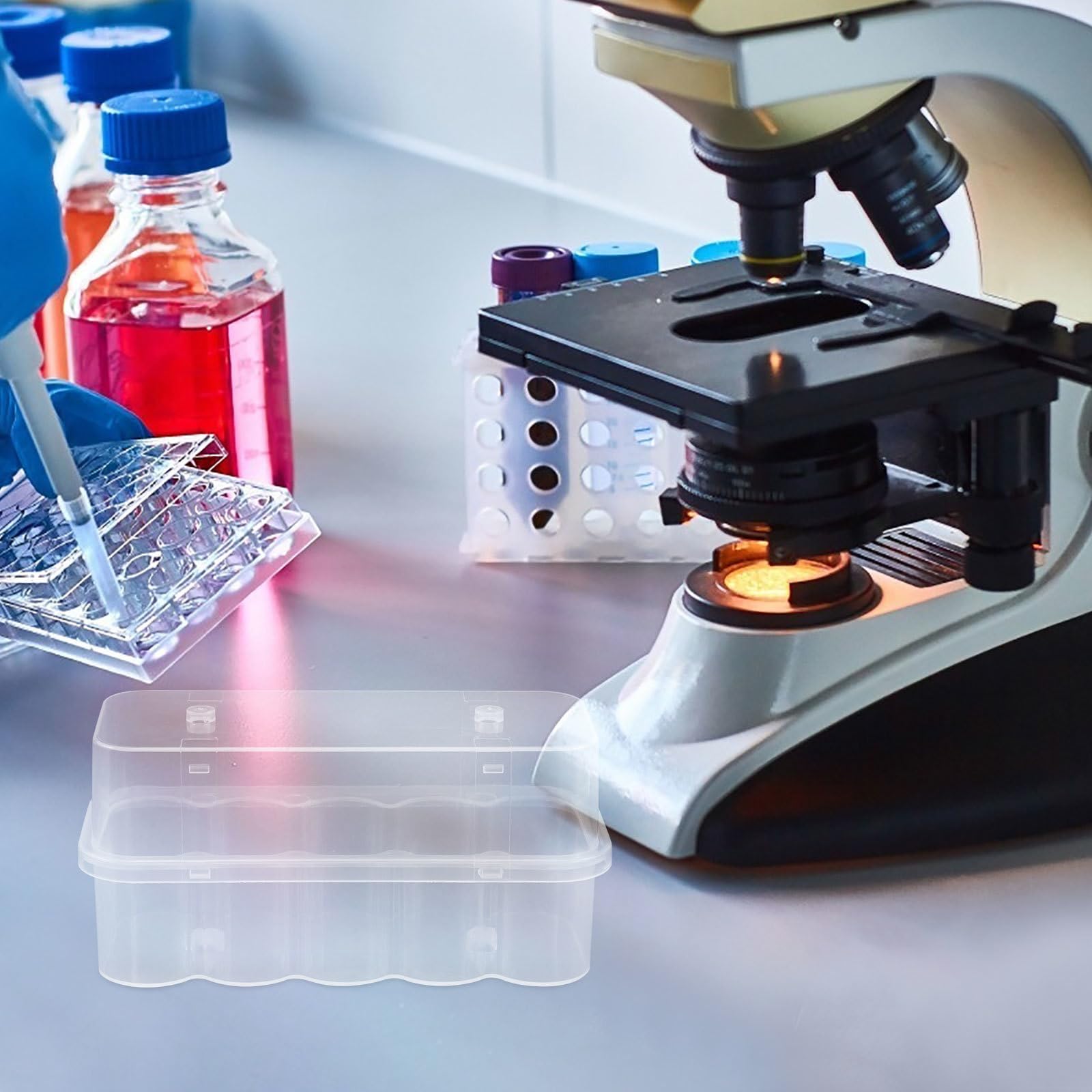 TOYANDONA Scatola di Conservazione per Fiale 24 Pezzi Plastica 10 Ml | Griglia Multi-scomparto Standardizzata, per Laboratori e Ambienti Medici, Gestione Ordinata dei Campioni