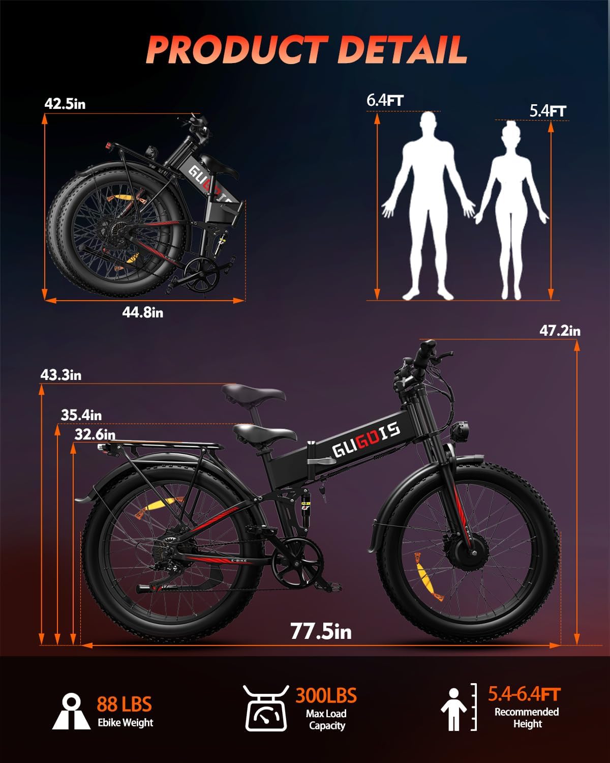 Rakowe Folding Electric Bike for Adults, 3000W Peak Dual Motor Ebike, 26" Fat Tire E-Bike, 48V Battery, Up to 35MPH & 60 Miles, All-Terrain, UL Certified, Suspension Electric Dirt Bike