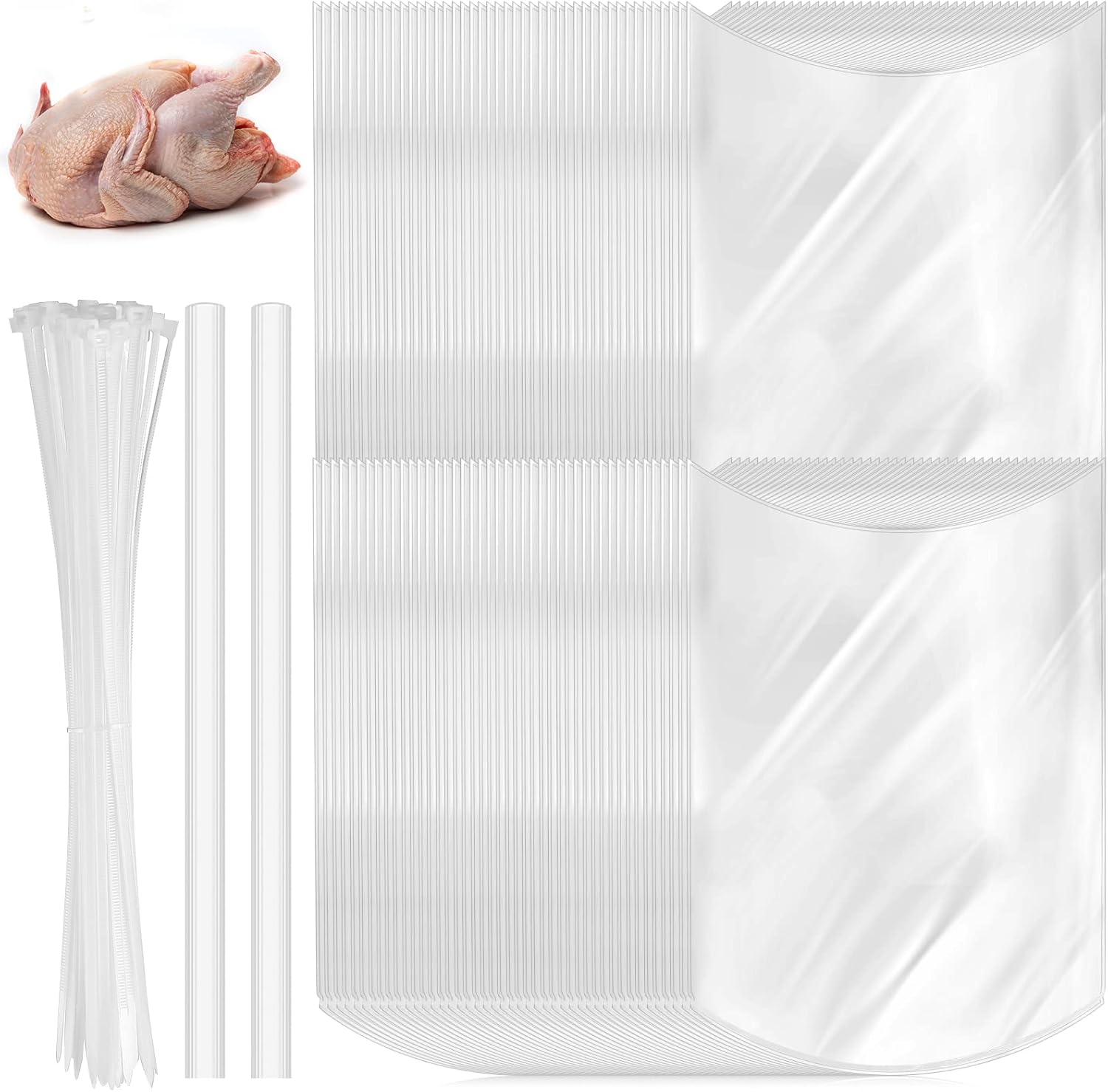 Teling 60 Pack Poultry Shrink Bags 14 x 18 Inch Clear Poultry Heat