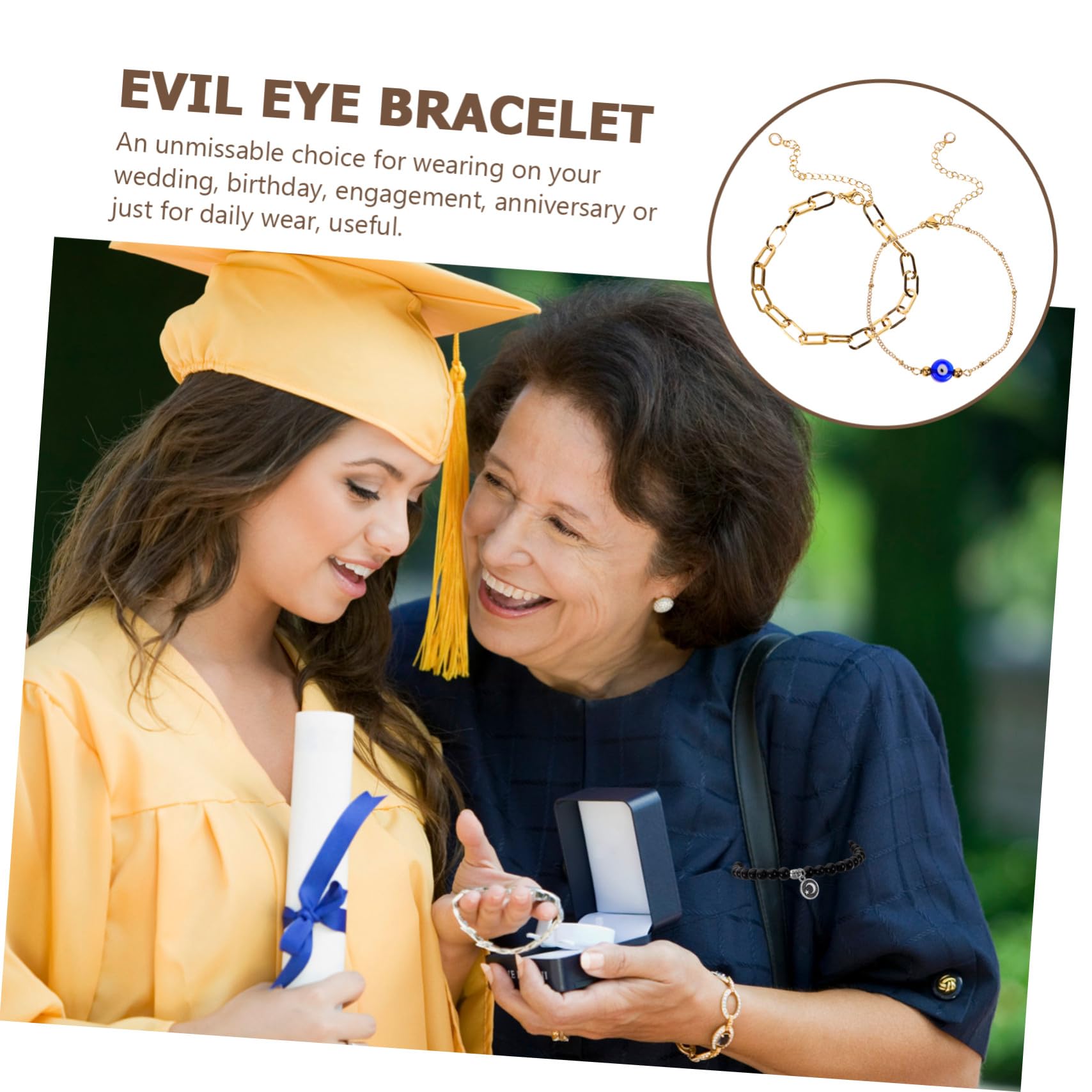 FOMIYES Bracelet Femme en Acier Inoxydable Doré Motif Œil Unique, Léger et Ajustable, Port Quotidien Confortable et Élégant