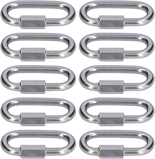 Agatige 10Pcs Quick Link, 304 Stainless Steel Locking Carabiner Clip Chain Link Oval Locking Keychain Connector for Dog Leash, Backpacks, Key Ring(M4)