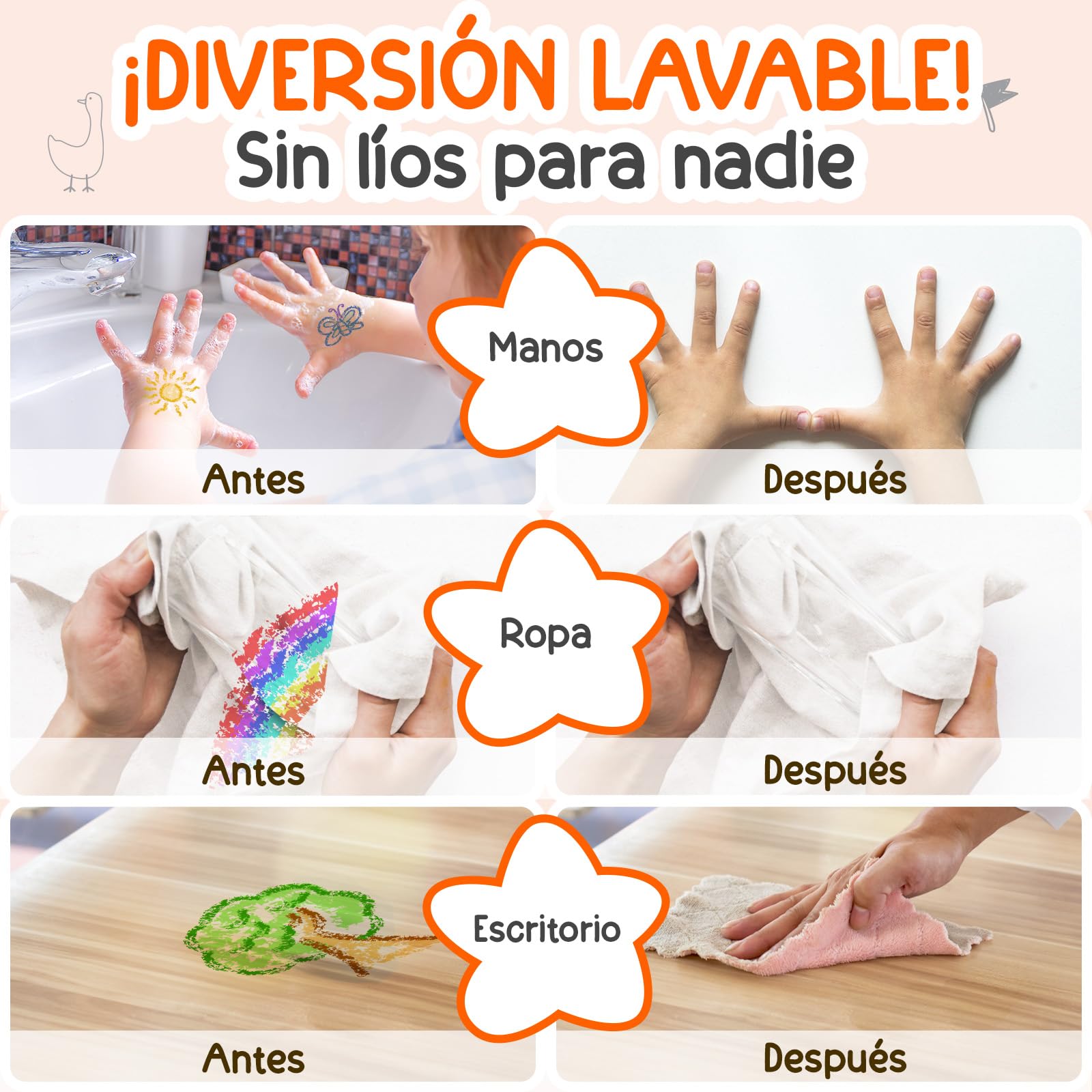 TinyGeeks 24 Crayones Retráctiles - No Tóxicos para Niños Pequeños de 1-3 Años - Crayones Lavables para Niños de 4-8 Años - Fáciles de Agarrar