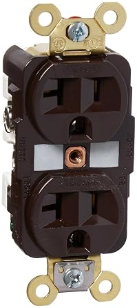 Hubbell HBL5362 Duplex Receptacle, HD Industrial Grade, 20 amp, 125V, 5-20R, Brown Pack of 10