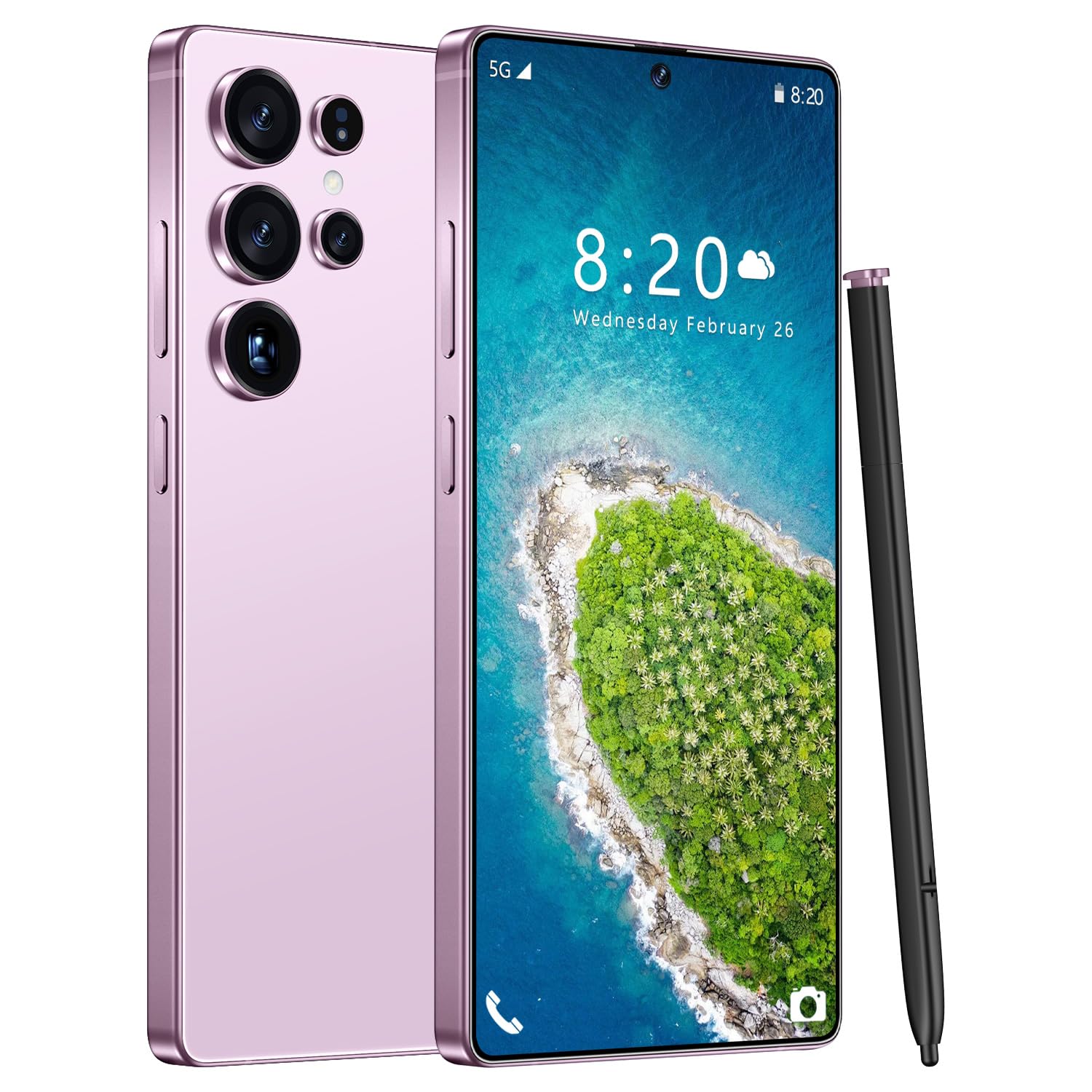 HunessI25 Ultra Unlocked Phone,Built in Pen The Phone,Cell Phone Battery 7000mAh 6.99" HD Screen,Android 14 12+512GB Smartphone,Dual SIM/5G/Face ID/Fingerprint Lock/GPS (Purple)