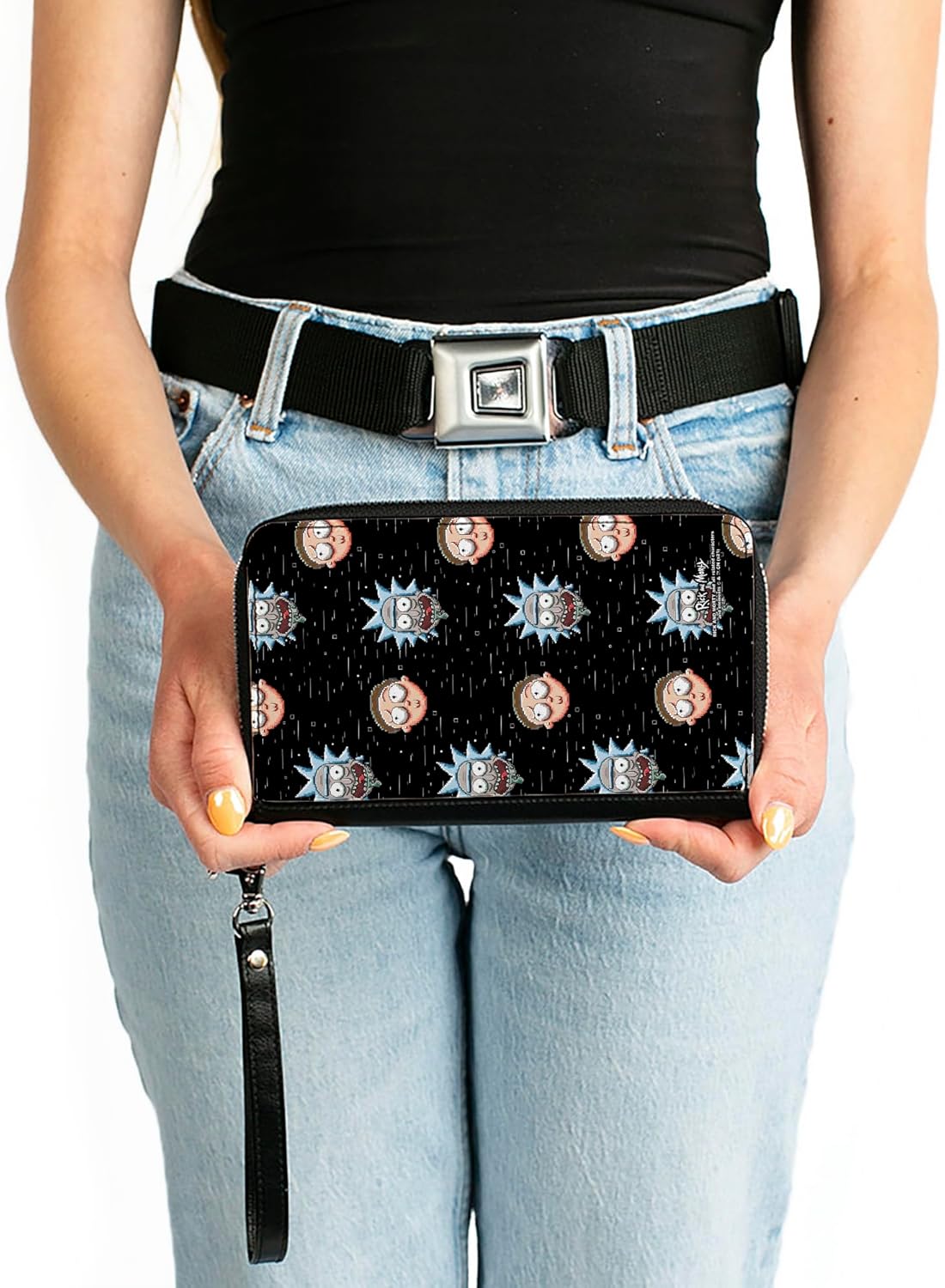 Buckle-Down Women's PU Zip Around Wallet Rectangle-Rick and Morty, 7.5"x4.5"