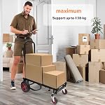 Pyle Folding Hand Truck Dolly Cart – 8-in-1 Convertible Trolley with Wheels, Heavy Duty, 300 lbs Capacity, Adjustable Handle 27.5" to 44", Portable Utility Cart for Luggage and Moving