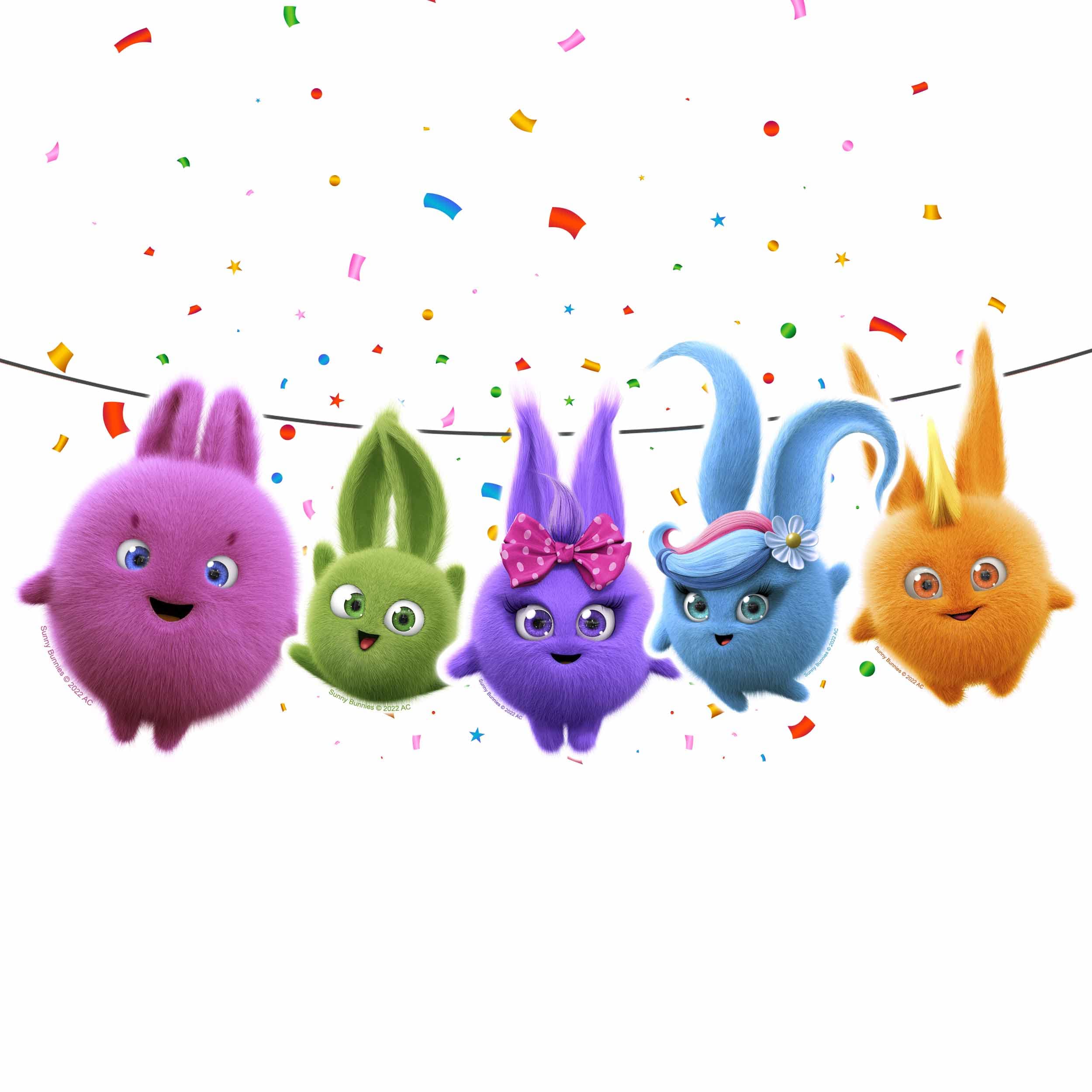 Sunny Bunnies Geburtstags-Banner – 1,5 X 91,4 Cm, Bunter Cartoon-Hintergrund Für Partys (wasserdicht)