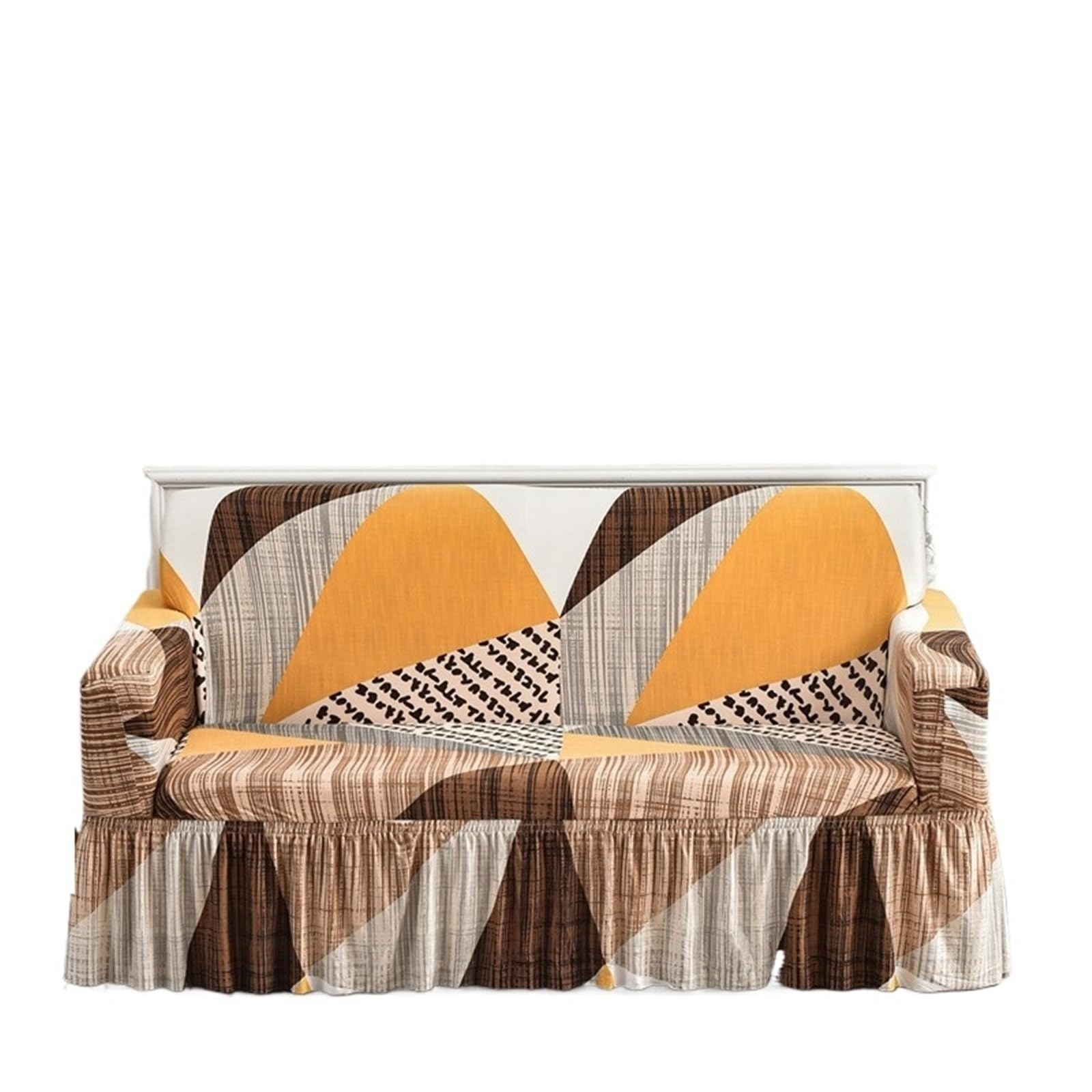SUBLXPoten Sofa Cover with Skirt 1pc Geometric Printed Seat Sofa Skirt Protector Stretch Couch Cover(Color 17,L (190-230cm))