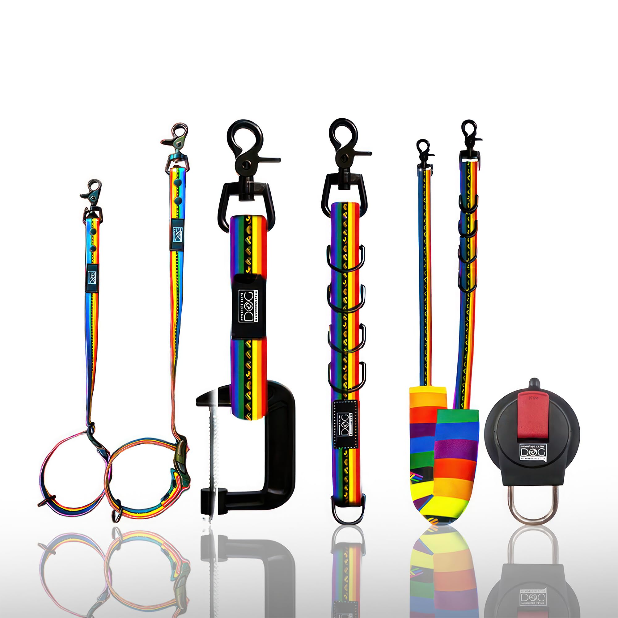 Prestige Elite - Set of 6 - Groomers Helper, Grooming Loops for Dogs Groomers - Adjustable Biothane Dog Grooming Belly Band, Grooming Noose, Extension