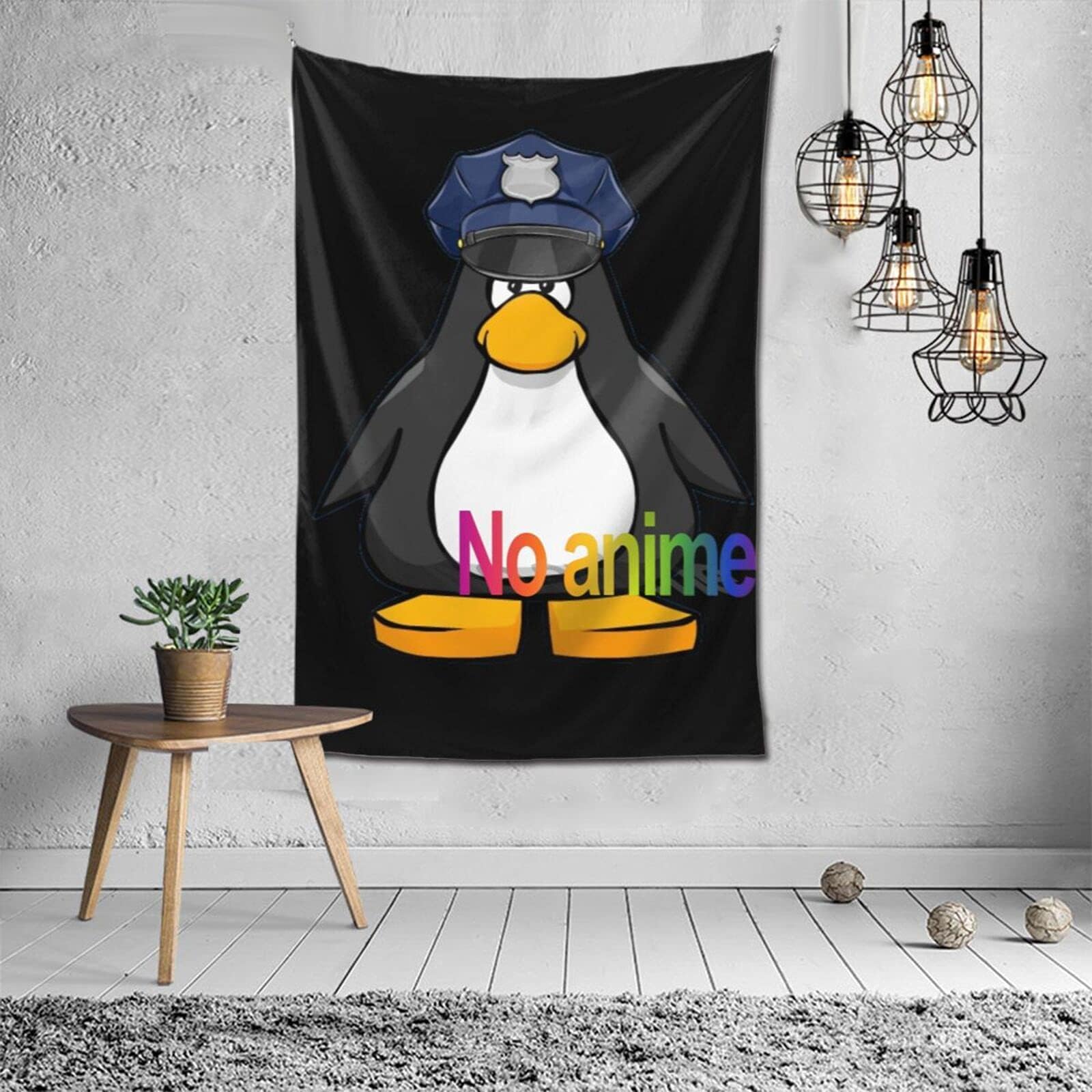 Xuanyang Anime & No Anime wed Club Penguin Cop Classic Wall Tapestry Apestry 3D Wall Hanging Art Home Decor Wave Tapestries