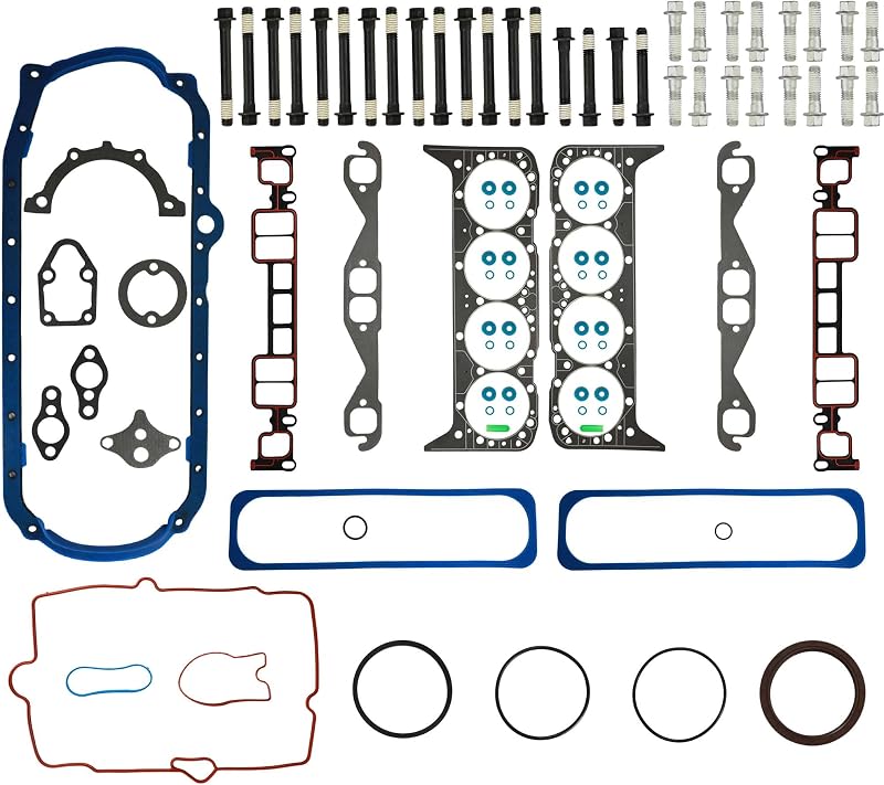 Jogo completo de juntas do motor Dynova 5.7L com parafusos do cabeçote para GMC e Chevrolet – Aplicações 1996 a 2002