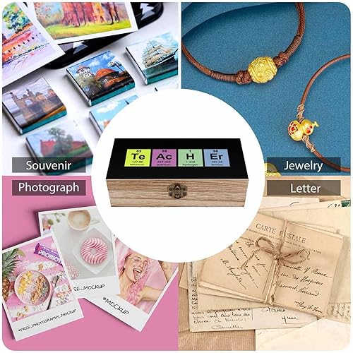 Miniatura 5 de Science Teacher Chemical Elements Wooden Storage Treasure Box with Lids and Lock Funny Home Decor Jewelry Organizer