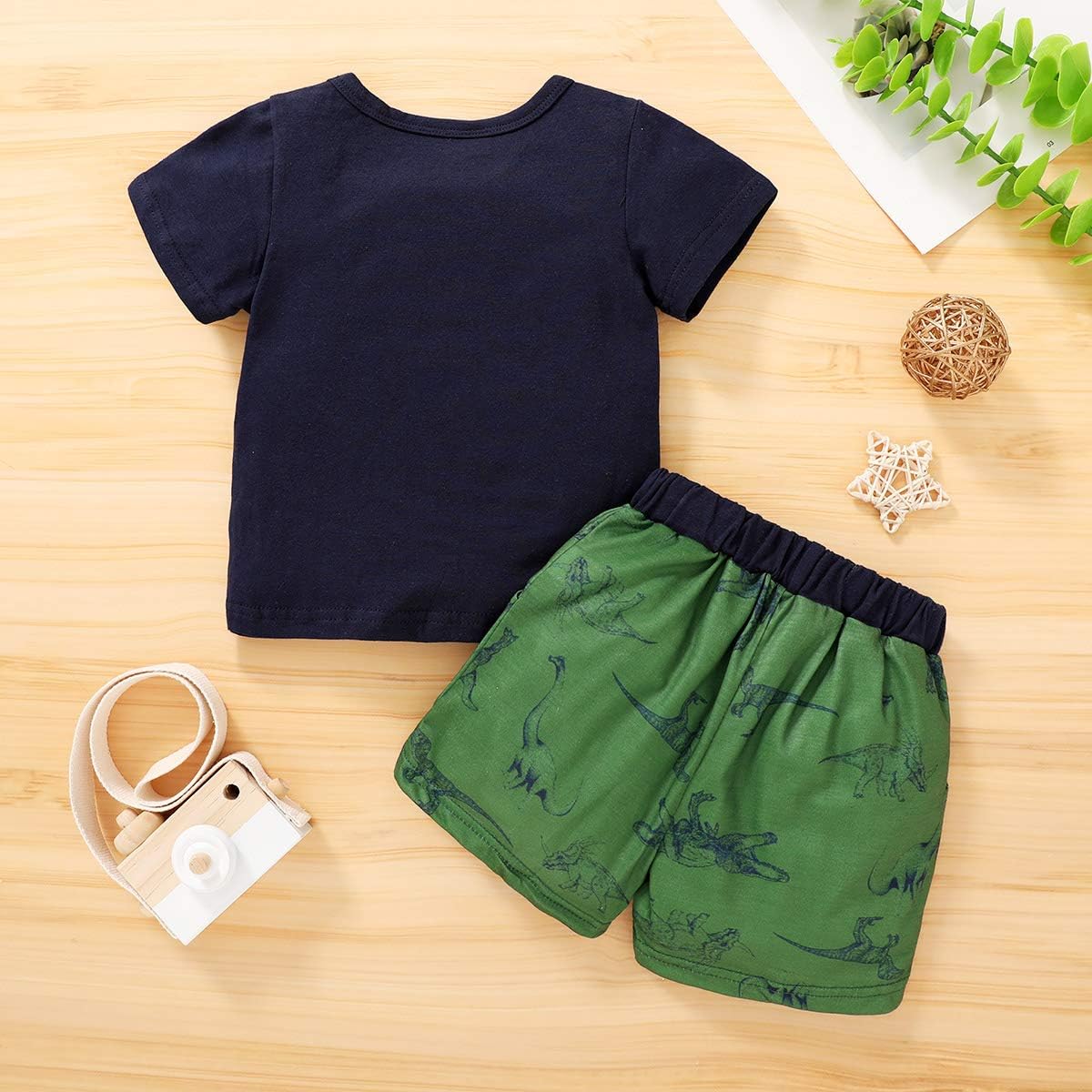Toddler Baby Boy Clothes Short Sleeve Dinosaur Printed WILD BOY T-shirt + Shorts 2pcs Boys Summer Outfit