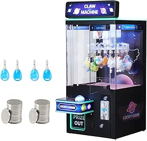VEVOR Claw Crane Machine, Medium-Sized Arcade Game Machine with Light & Sound, Adjustable Difficulty, Precise Toy Candy Grabber Prize Dispenser Vending Toy, for Commercial Home Cinema, Black Purple
