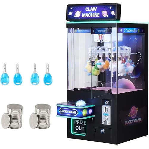 VEVOR Claw Crane Machine, Medium-Sized Arcade Game Machine with Light & Sound, Adjustable Difficulty, Precise Toy Candy Grabber Prize Dispenser Vending Toy, for Commercial Home Cinema, Black Purple