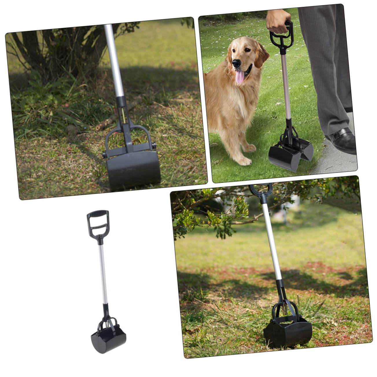 Hundekotschaufel für Hunde mit Langem Griff aus Aluminium und Kunststoff | Schwarz, Leichtes Design, zur Reinigung von Tierkot, Tragbar für Unterwegs