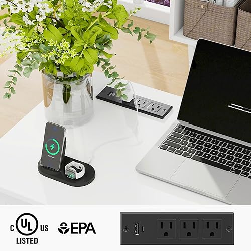 Miniatura 4 de Vabches Farmhouse - Escritorio ejecutivo de 47 pulgadas, escritorio para computadora con cajones y cajón de archivos, escritorio de computadora con