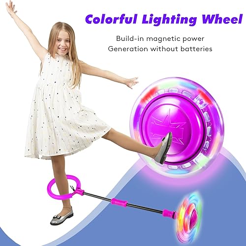 Miniatura 5 de Ankle Skip Ball for Kids, Girls Toys Age 5 6 7 8 9 10 Years, Birthday Gift for Girls and Boys, Foldable Colorful Flash Wheel Skip Ball, Sports