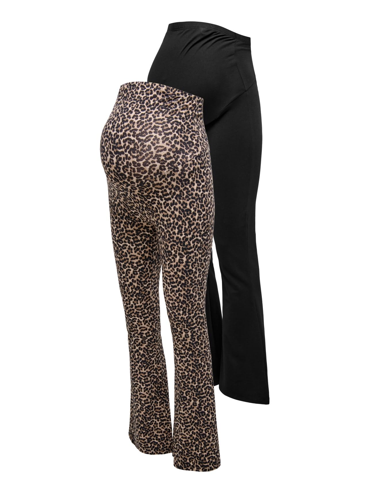 ONLY MATERNITY Olmlovely Leo Flared Pant 2 Pack Noos, Nero, L