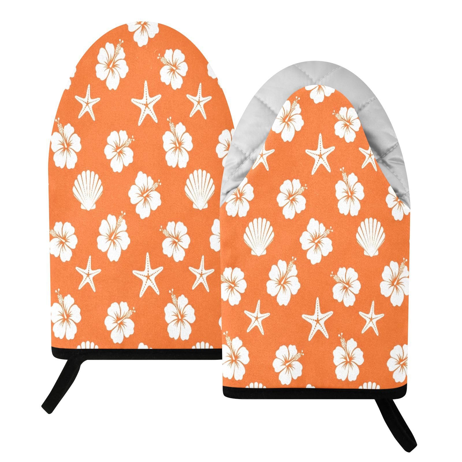 BURSTDDY Tropical Hibiscus Oven Mitt,Heat Resistant Kitchen Mitts for Cooking