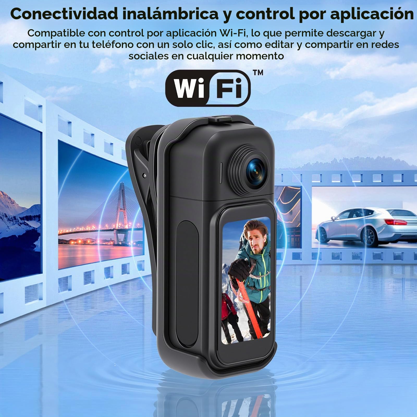 Cámara de acción 360° con pantalla táctil y batería de 8 horas, sumergible hasta 30 m con carcasa, cámara POV gran angular de 120° con más de 10 accesorios para ciclismo, viajes y deportes, incluyendo