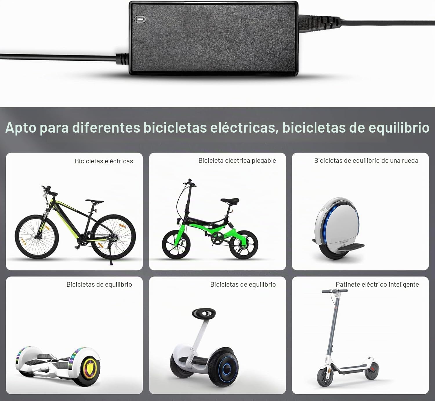 LEICKE Cargador 42V 2A de batería Patinete/Scooter/Bicicleta eléctricas Compatible 36V | Redondo Conector 5,5mm x 2,1mm Cargador para Scooter y Bicicleta eléctricas | TÜV