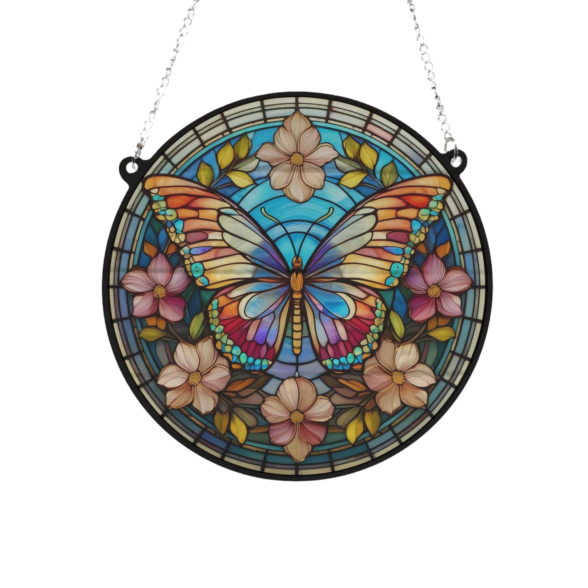 Image Industry Butterfly Stained Glass Effect Suncatcher - Garden Gift - Butterfly Gift - Suncatcher (19cm)