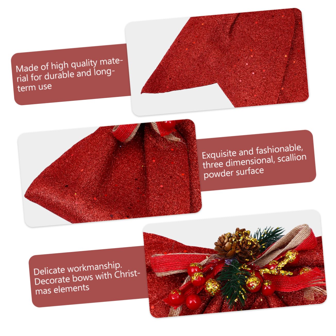 OUNONA 3piezas Adorno Colgante De Navidad Forma De Lazo Decoración para Árbol De Navidad y Eventos Festivos Material Duradero y Ligero