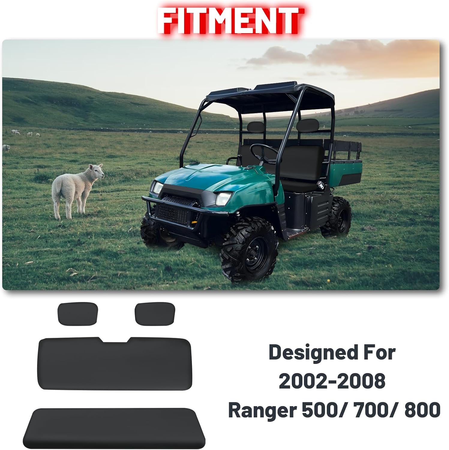 StarknightMT UTV Ranger Seat Cover Waterproof Seat Covers Compatible with Polaris Ranger 500 700 800 2002-2008 Durable Oxford Fabric with Waterproof PU Coating Ranger Seat Accessory Parts