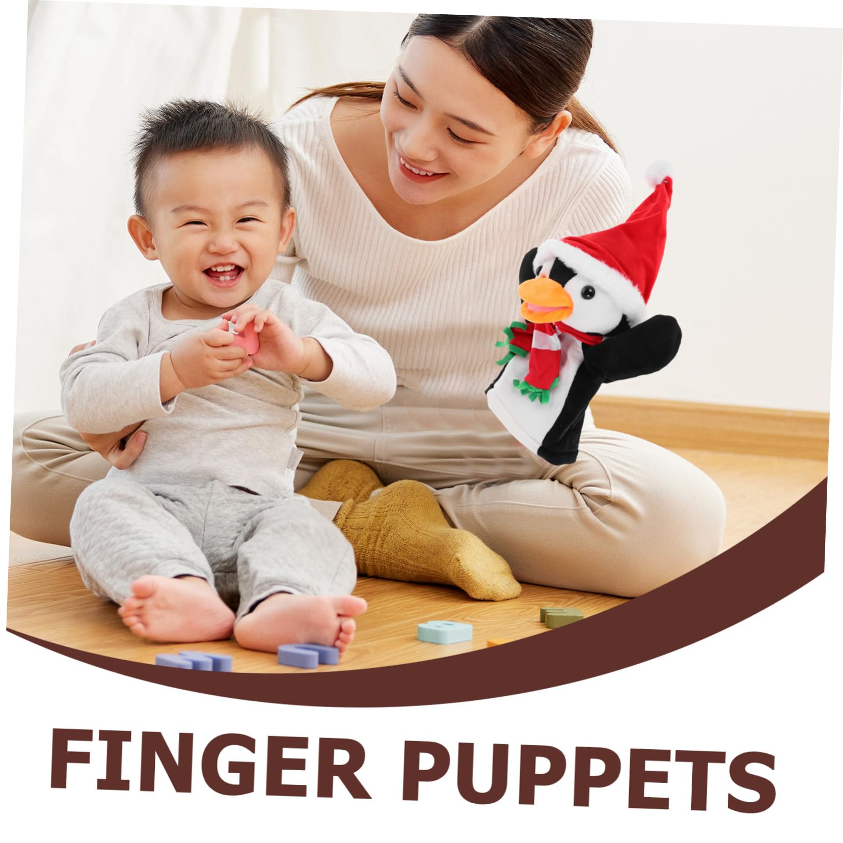 Beaupretty 4 Piezas Muñeco de Mano Pingüino de Peluche para Marioneta de Dedo Interactiva para Cuentos Navideños Juguete de Felpa para Familiares y Decoraciones Festivas
