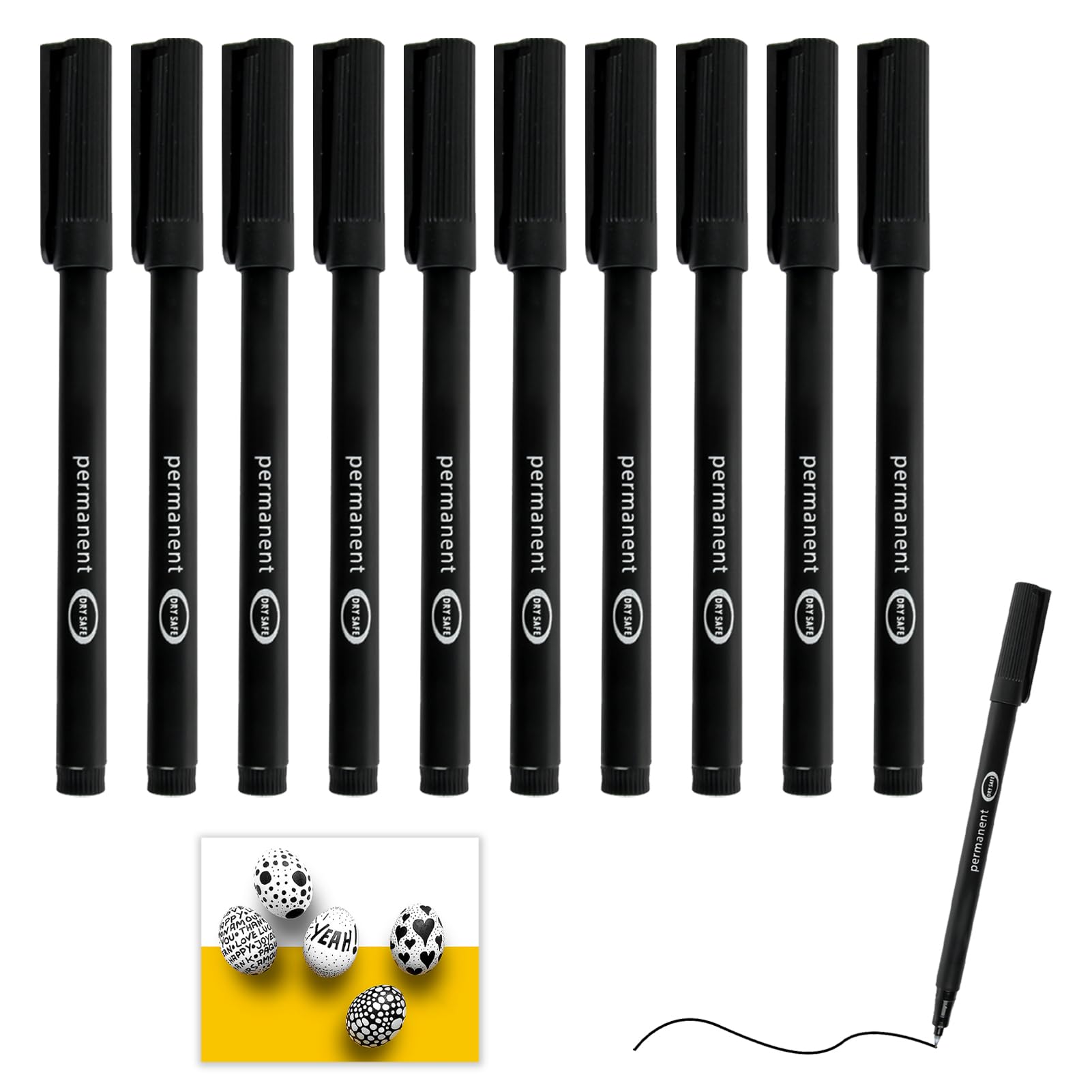 10 Pcs Permanent Marker Pens, Permanent Pen Fine Line Tip
