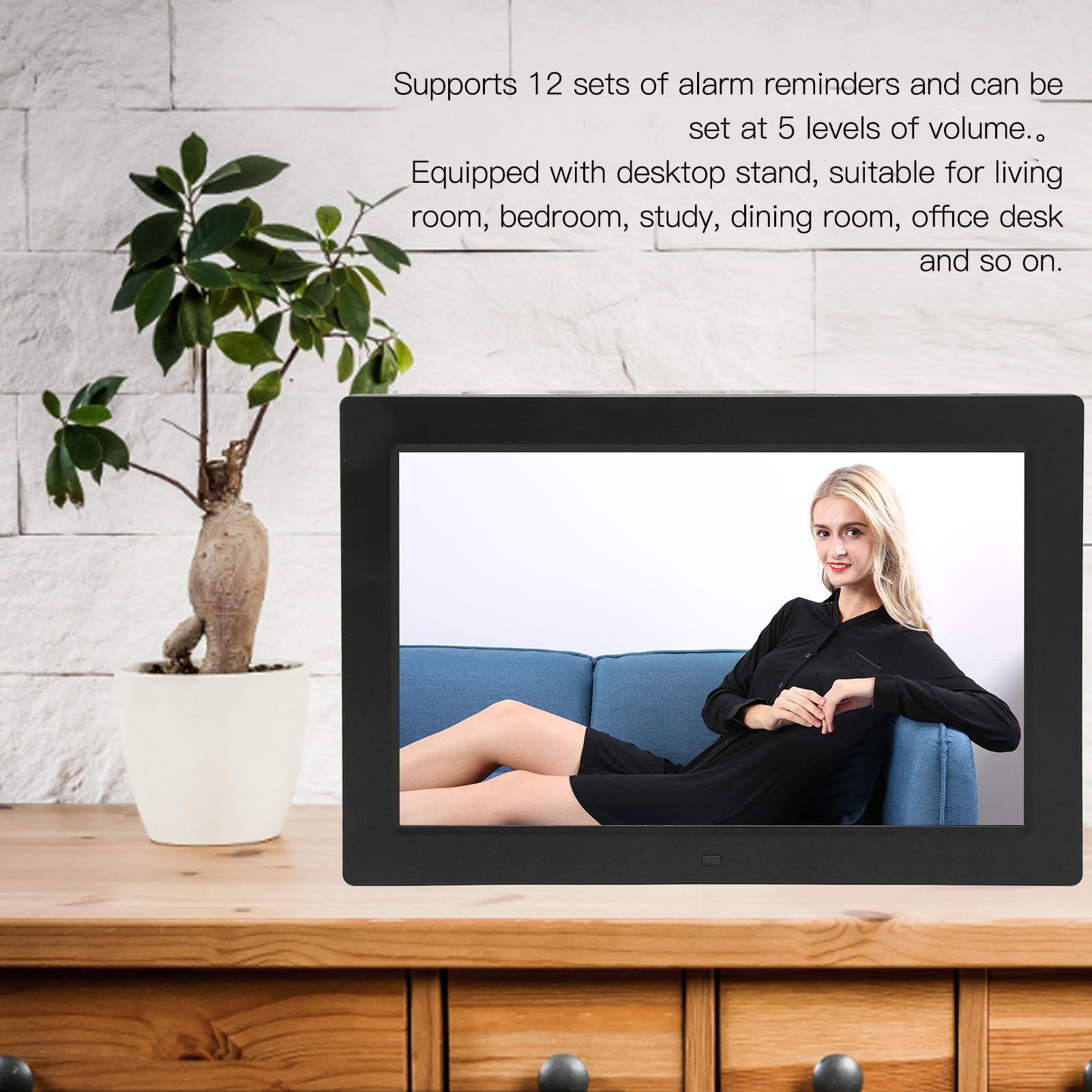 El Mejor Reloj para Personas Mayores, Reloj Calendario Digital de Alta Resolución de 12 Pulgadas con 12 Recordatorios de Alarma, Atenuación Automática, Configuración de (Enchufe