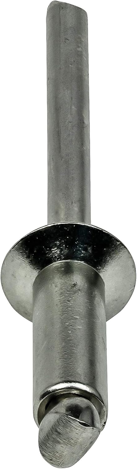 Fastenere Pop Rivets -3/16" x 1/2" (50 pcs) Heavy Duty, Open-End, Stainless Steel, Dome-Head Blind Rivets, Corrosion-Resistant, High Tensile & Shear Strength, 6-8 Gap .376" - .500"